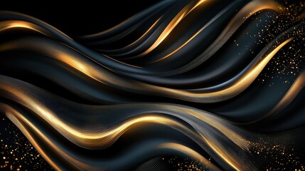 Fototapeta premium Dark abstract background with elegant golden lines and subtle lighting