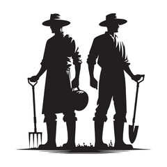 Rural Hero Farmer silhouette, feeding the world every day - Farmer illustration - Minimalist Farmer vector - Profession silhouette
