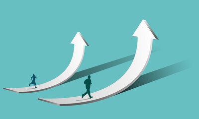 The concept of successful economic growth of a business,
 moving up the career ladder. Vector image