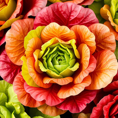 Yellow flowers lettuce, vibrant and fresh, natural and beautiful, perfect for organic, healthy lifestyle, or nature-inspired designs &ndash; Lechuga con flores amarillas, vibrante y fresca, natural 