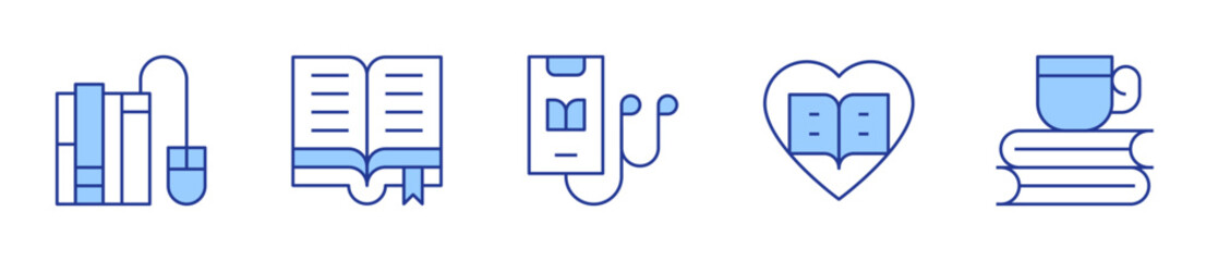 audio book, books, book, open book. Book Icon vector illustration. Line Duotone style. Editable stroke