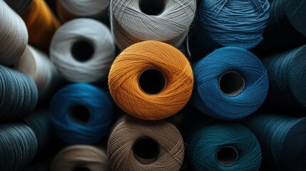 A vibrant assortment of neatly arranged thread spools showcasing a variety of colors, perfect for sewing enthusiasts and offering a pleasing visual palette.