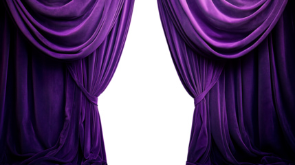 Elegant purple curtains with white or transparent background