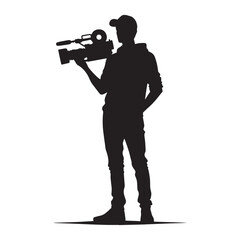Modern Filmmaker silhouette, embracing cutting-edge cinematic techniques - Filmmaker illustration - Minimalist Filmmaker vector - Profession silhouette
