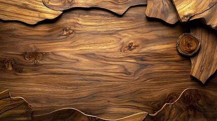Dark brown wood texture background with irregular wood pieces.