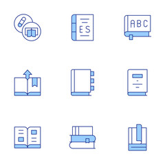 Book icons set. Line Duotone style, editable stroke. book, book club, appointment book, books, dictionary