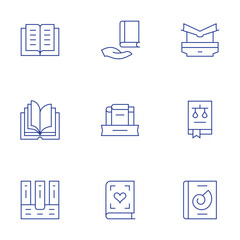 Book icons set. Thin Line style, editable stroke. book, world book day, law book, read, open book
