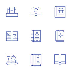 Book icons set. Thin Line style, editable stroke. world book day, book, phone book, books, spell book, literature