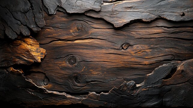 Dark, rustic wood texture with cracks and knots.
