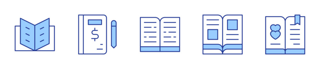 book, record book. Book Icon vector illustration. Line Duotone style. Editable stroke