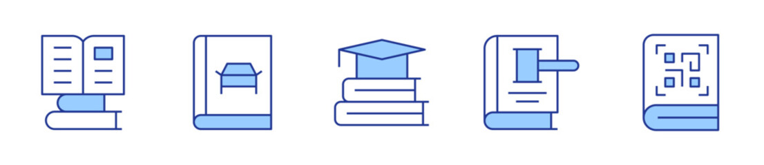 books, book, education, law book, barcode. Book Icon vector illustration. Line Duotone style. Editable stroke