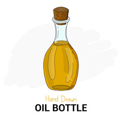 Hand drawn colorful Oil Bottle isolated on background
