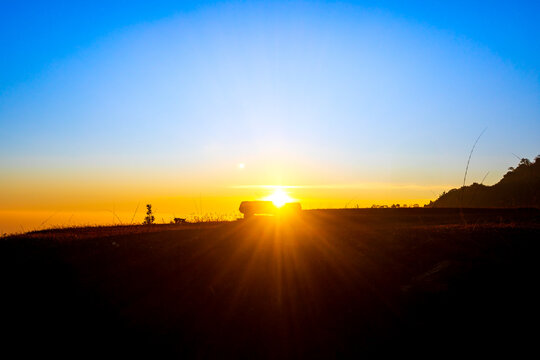 Sunrise time at "Khun Sathan National Park" of Thailand, Nan province, Asia.