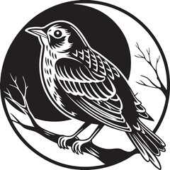 Fototapeta premium common nightingale bird silhouette printable design