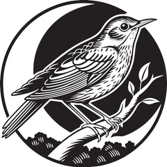 Obraz premium common nightingale bird silhouette printable design