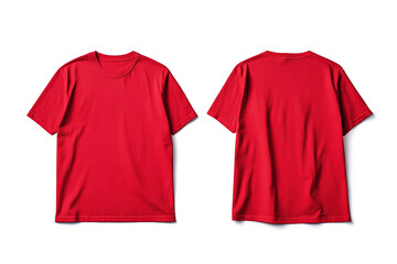 Red tshirt mockup front and back view for design presentation style color image white clean casual