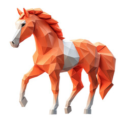 Obraz premium 3D low poly illustration of a horse isolated on transparent background.
