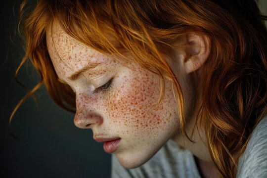 Portrait of a woman looking contemplative. - Powered by Adobe