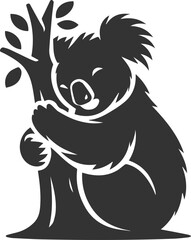 Koala hugging a tree trunk tightly animal vector