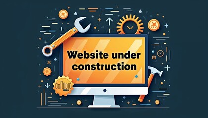 Website under construction with tools and gears illustration