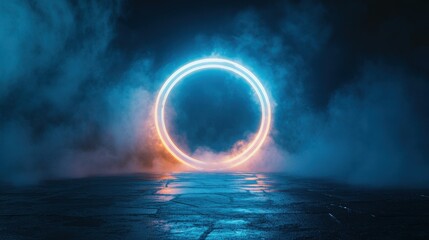 Obraz premium a glowing circle in the middle of a dark room