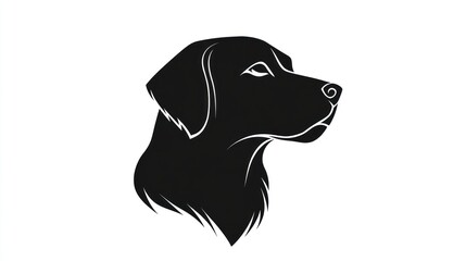 Black Labrador profile, canine head, white background, pet portrait, logo design