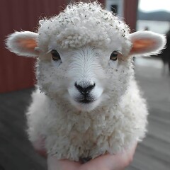 Lamb for closeup, farm, spring.
