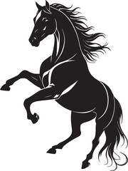 Rearing Horse Silhouette with Flowing Mane - Bold Vector Illustration