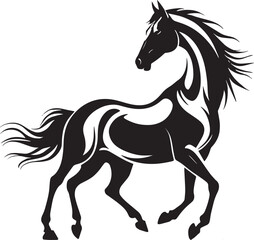 Rearing Horse Silhouette with Flowing Mane - Bold Vector Illustration