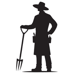 Seasoned Gardener silhouette, shaping landscapes with expertise - Gardener illustration - Minimalist Gardener vector - Profession silhouette
