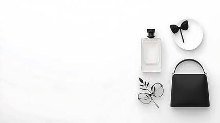 Elegant Black and White Fashion Accessories Flatlay
