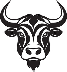 Stylized Bull Head Vector Illustration with Bold and Symmetrical Design