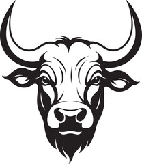 Stylized Bull Head Vector Illustration with Bold and Symmetrical Design