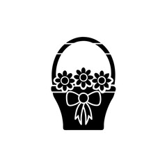 creative details flower basket with ribbon icon, 