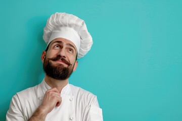 Cooking,Profession,Inspiration and People Concept Happy Male Chef Cook Thinking
