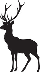 Obraz premium Majestic Deer Silhouette with Large Branching Antlers - Wildlife Vector Art
