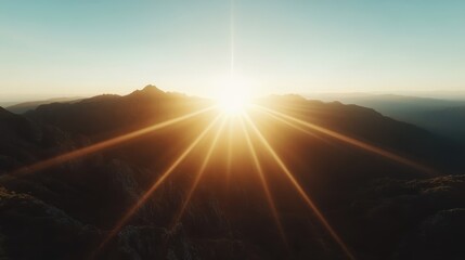 A stunning sunrise illuminating majestic mountain silhouettes, creating an atmosphere of hope and inspiration, while encapsulating the beauty of untouched wilderness.