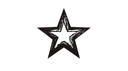 Obraz premium Hand-drawn star, white background, graphic design element, simple illustration