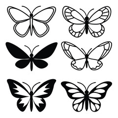 Set of vector butterflies with floral elements, ribbons, and ornaments, perfect for spring and holiday decorations