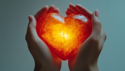 Fiery heart held in gentle hands.