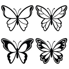 Obraz premium Set of vector butterflies with floral elements, ribbons, and ornaments, perfect for spring and holiday decorations