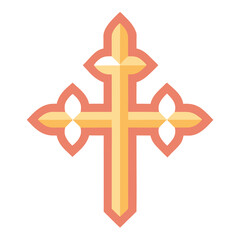 Obraz premium Elegant Crisp Cross Icon. Subtle Ornamental Accents, Flat Vector Design hope line faith 