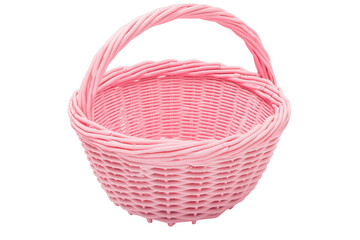 Fototapeta premium Charming pink wicker basket isolated on a crisp white background perfect for organizing and home decor ideas