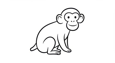Fototapeta premium Simplified Line Drawing of a Monkey