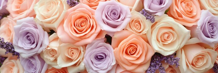 Delicate arrangement of pink and purple roses, suitable for special occasions and celebrations.