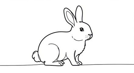 Obraz premium Simplified Line Drawing of a Rabbit