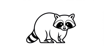 Simplified Raccoon Line Drawing Illustration