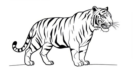 Obraz premium Simplified Line Drawing of a Tiger