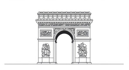 Simplified Line Drawing of the Arc de Triomphe
