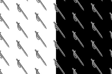 climbing bolt, nail doodle seamless pattern on black white background set. wedge, spindle equipment engraving pattern background. retro peg climber background for climbing sport club merchandise